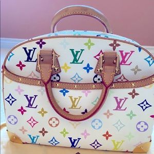 Authentic LOUIS VUITTON White Monogram Multicolour Trouville bag